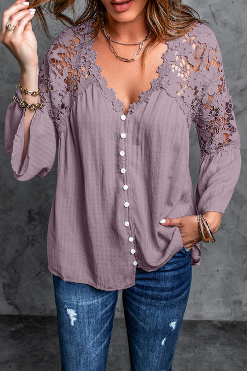 Crochet Lace Button Top